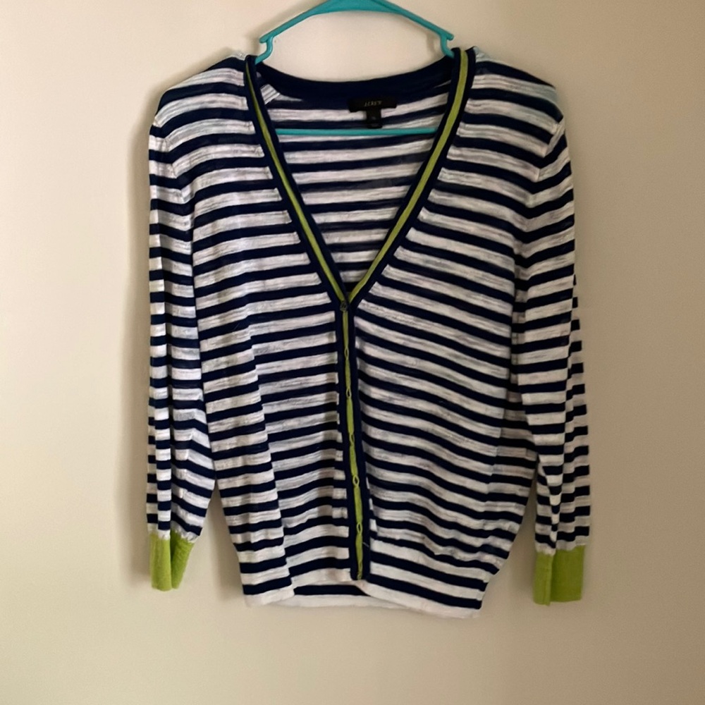 J. Crew Striped Button Down Cardigan